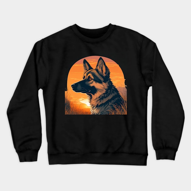 German Shepherd Sunset Crewneck Sweatshirt by Chavjo Mir11